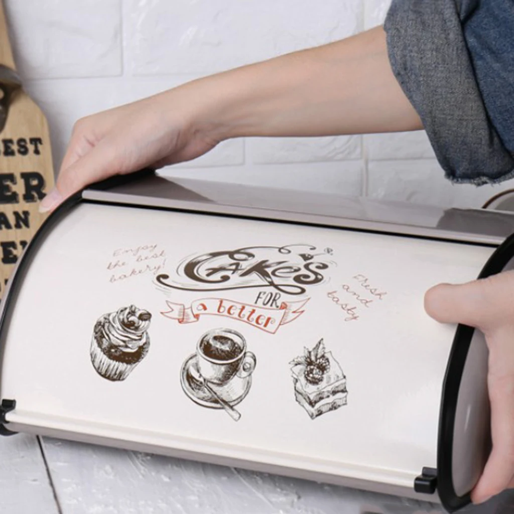 GRAY Bread Box for Kitchen Counter Bread Bin Storage Container For Loaves, Pastries, and More, Roll up Lid Design