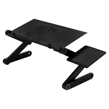 

360-Degree Rotation Multifunctional Portable Folding Table with Fan & Mouse Black computer desk high adjustable table