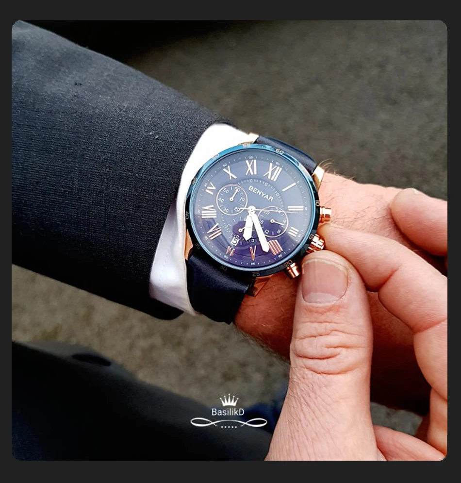 Новые мужские часы BENYAR мужские часы лучший бренд класса люкс кварцевые Хронограф Золотые часы водонепроницаемые военные часы мужские Zegarek Meski