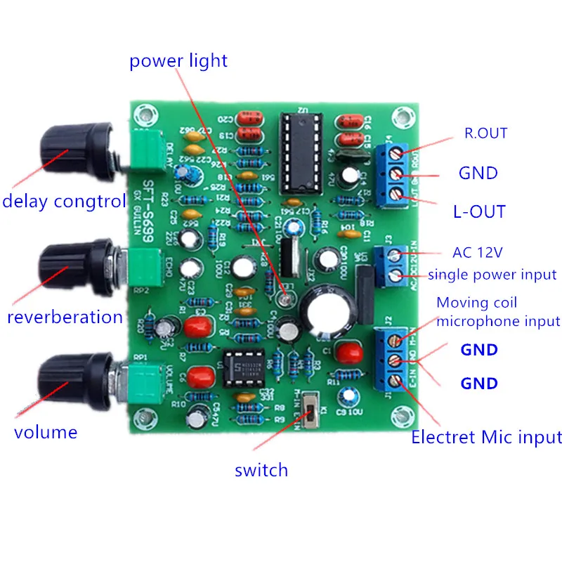 

ETK3699 Digital Kara OK Surround Reverb Delay Microphone Amplifier Preamp Board