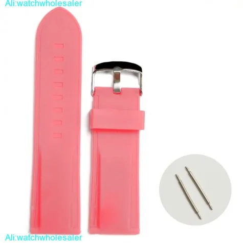 24mm Charming Pink Silicone Jelly Rubber Ladies Watch Band Straps WB1054O24JB