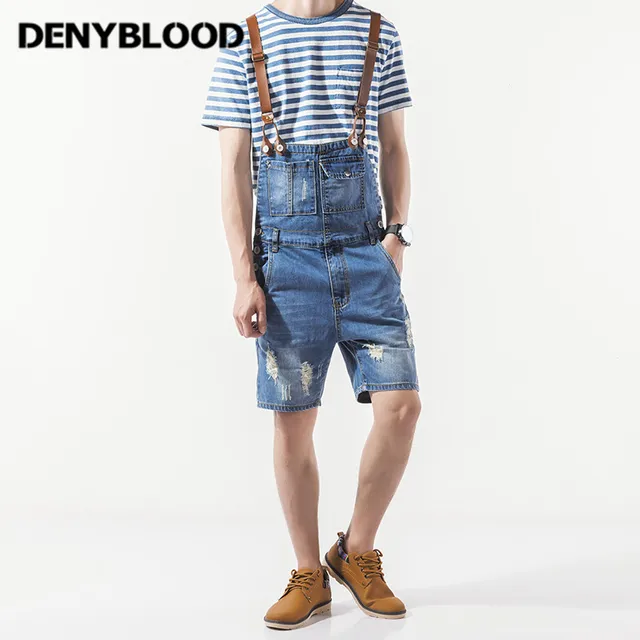 mens distressed denim overalls