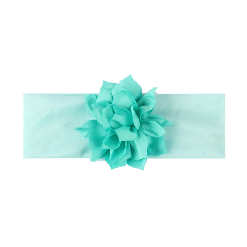 Ободки для девочек большой цветок новорожденных Детская повязка для волос хлопок эластичные ленты для волос Headwrap детские украшения для волос - Цвет: style 1 blue