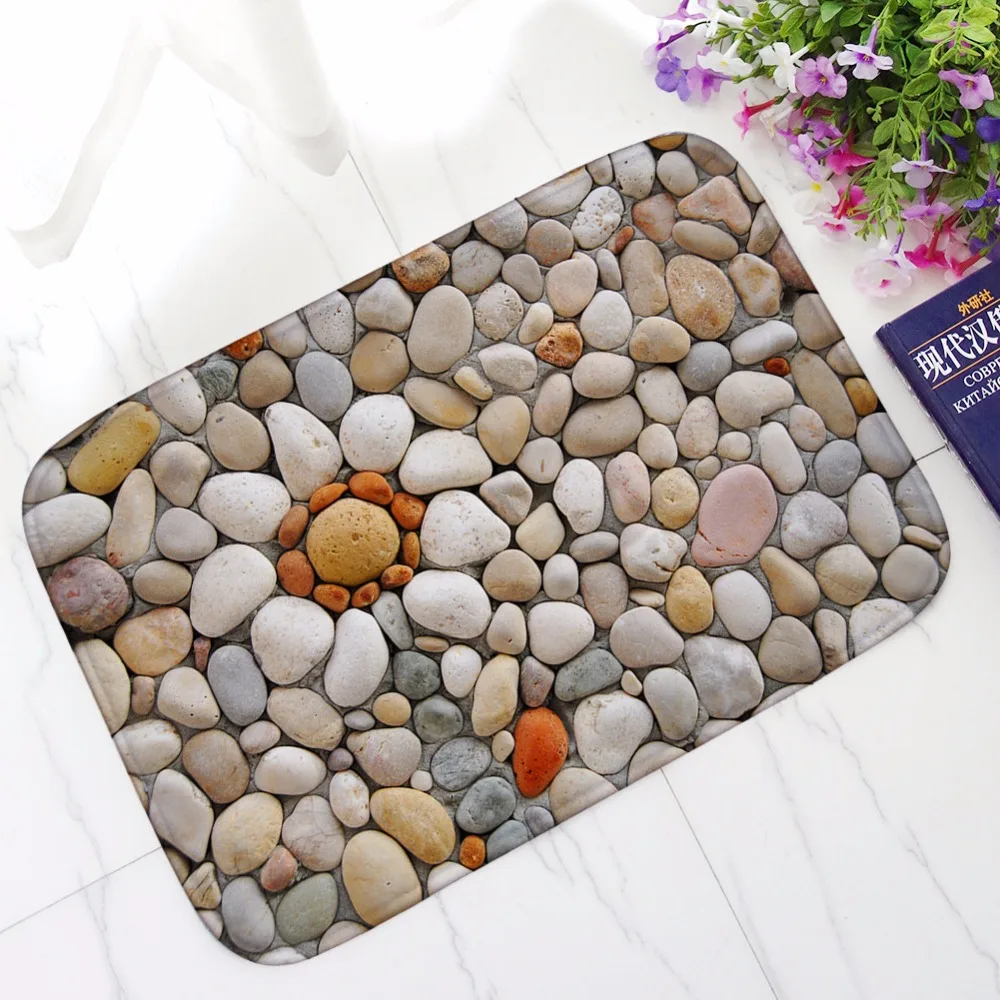 MDCT Cobblestone Pattern Bathroom Mats Absorbent Suede Hallway Doorway