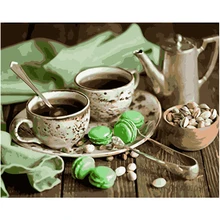 Две чашки кофе. 40x50 см, живопись по номерам, сделай сам, искусство стены, украшения гостиной, пейзаж, фигура, животное, цветок, мультфильм