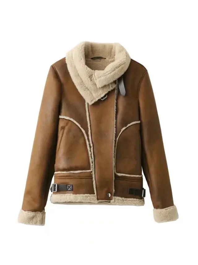 Basic Jackets Women Tops Jacket Fashion Bomber Jacket Spliced Suede Belt Coat 2018 winter warm