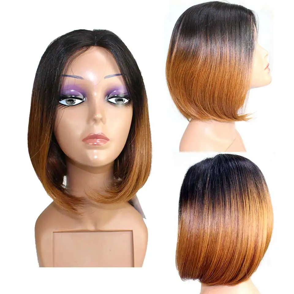Brazilian Glueless Short Bob Wig Lace Front Human Hair Wigs Ombre Pre