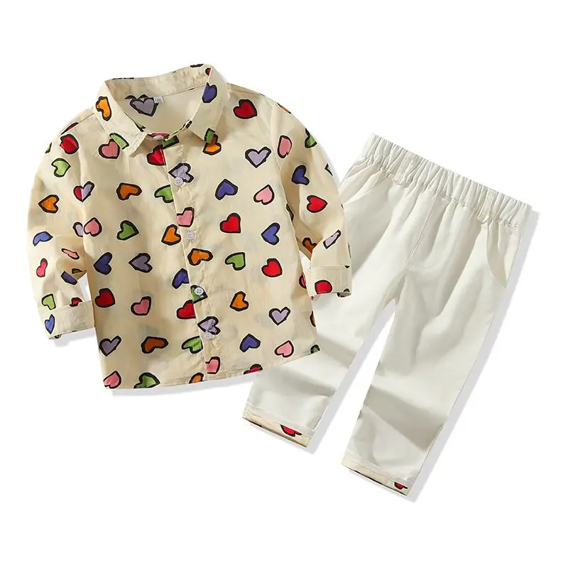 

Kimocat Spring Autumn Set Boy Cotton Cute Love Baby Clothes Set