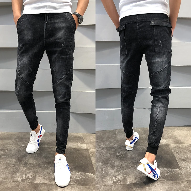 Бренд джинсы Homme мода осень зима Slim Fit деним для мужчин джинсы для женщин середины талии Универсальные однотонные s джоггеры повседн