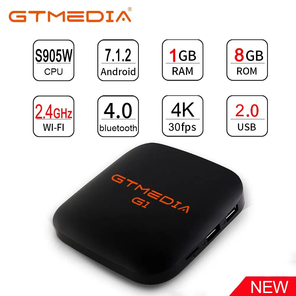 Оригинальный ТВ-бокс Global GTmedia G1 4 K Android tv 7,1 Ultra HD 1G 8G wifi Google Cast IP tv телеприставка 4 медиаплеера + IP tv M3U