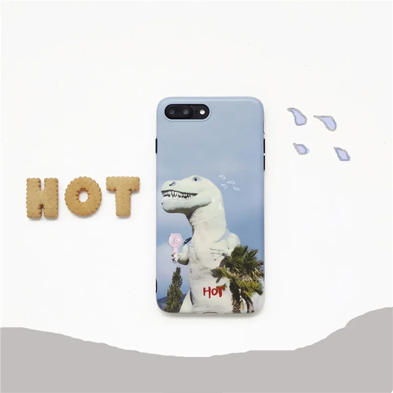 

Hot Summer Funny Cute Dinosaur Phone Case For iphone X Case For iphone 6 6s 8 7plus Back Cover Fashion Cartoon Soft Cases Capa