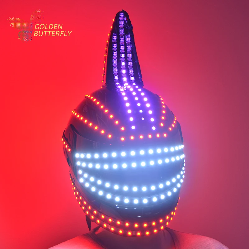 Шлем с led подсветкой 2017 головной убор с единорогом монохромный полноцветный световой гоночные шлемы RGB водопад эффект светящиеся вечерние
