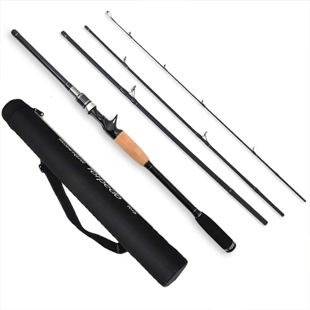 

4-Piece Fishing Rod Pole Carbon Fiber Rod Travel Fishing Rods 6.9ft Fishing Pole with Carry Bags for Freshwater Saltwater Travel
