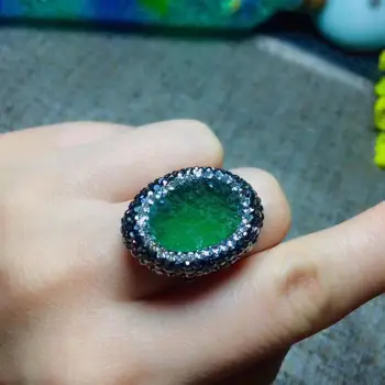 

fluorite green blurry zircon woman ladys ring the ring can move wholesale beads nature FPPJ 2017 hot 20-24mm