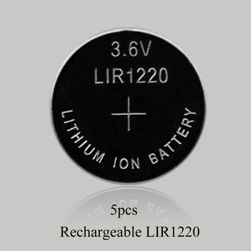 

Soravess 5PCS 3.6V LIR1220 Lithiium lir Ion Rechargeable Battery 10mAH Li-ion button coin cell replace for CR1220 CR 1220