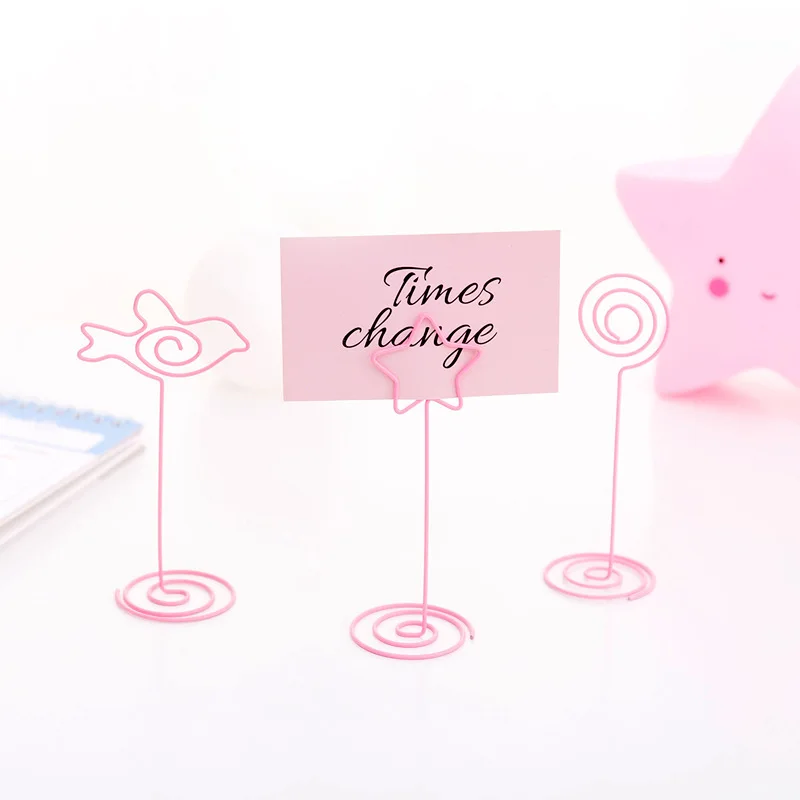 

Cute Pink Paper Clips Desk Message Notes Folder Pentagram Circle Bird Memo Clip for Girl Card Photo Clip Kawaii Office Supplies