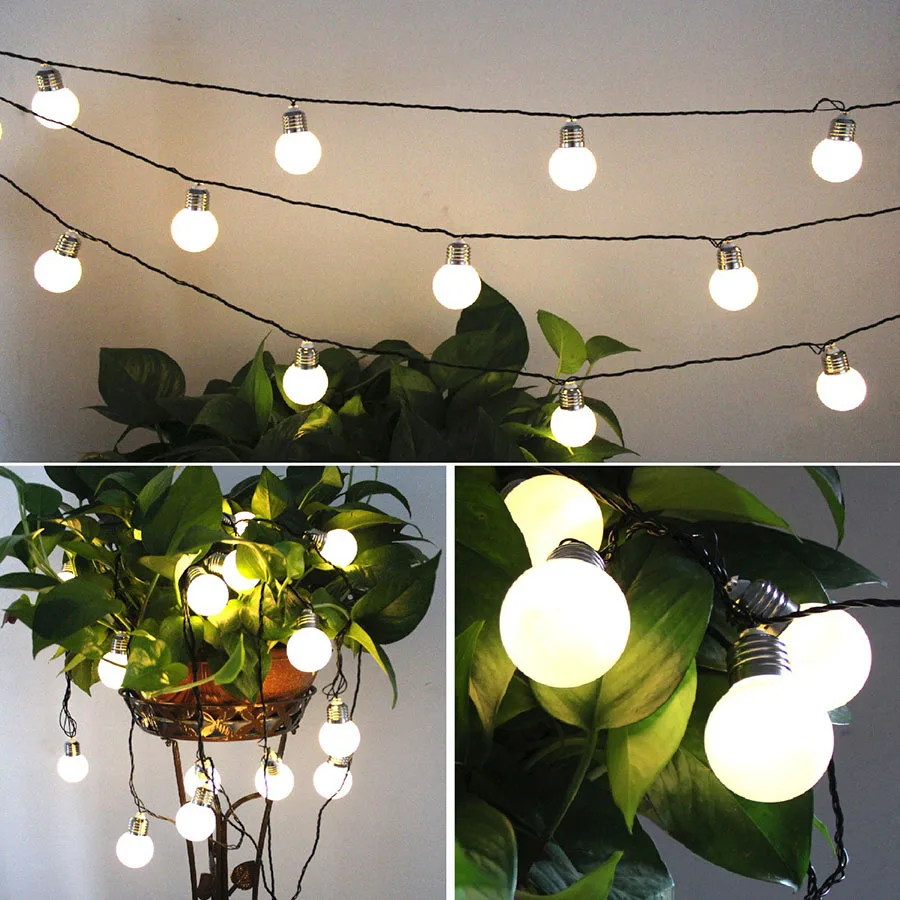 

Thrisdar G50 Festoon Globe Ball Solar LED String Light Outdoor Holiday Wedding Backyard Patio Globe Solar Fairy Light Garland