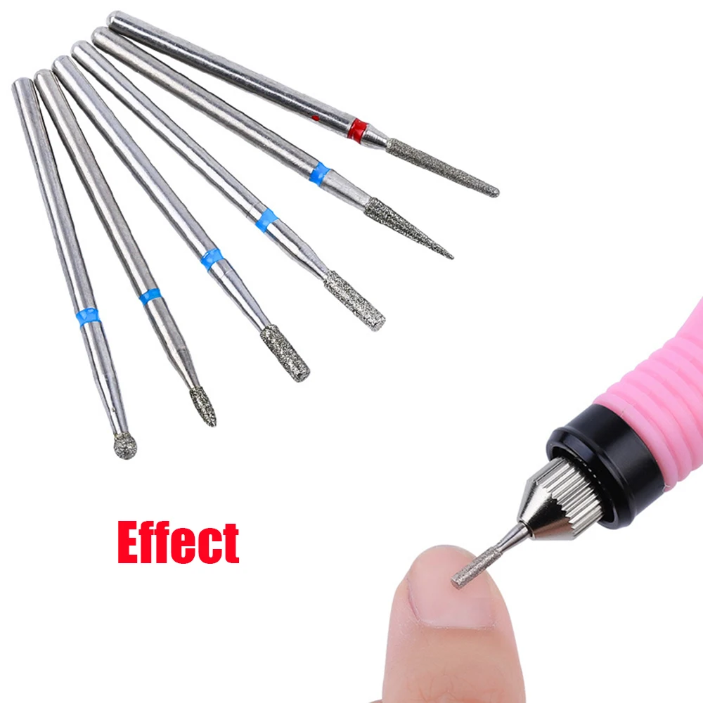 

6pcs/Set Diamond Nail Drill Milling Cutter Bits Rotary Burr Eletric For Manicure Machine Cuticle Remover Tools