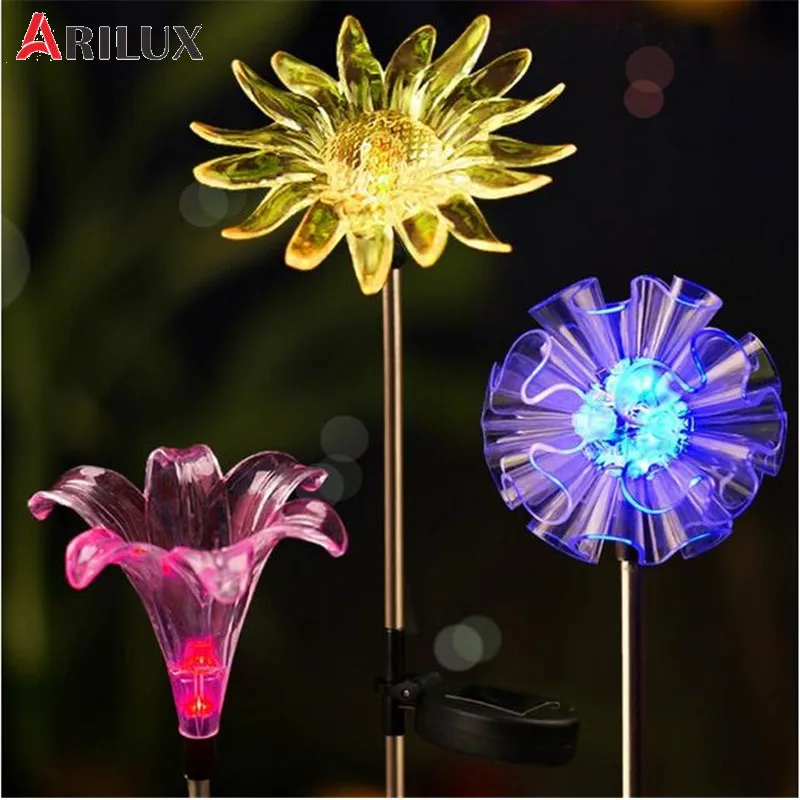 

ARILUX Solar Multi-Color Changing LED Flower Stake Light Dandelion/Lily/Sunflower Lamp for Outdoors Garden Patio Yard Decor