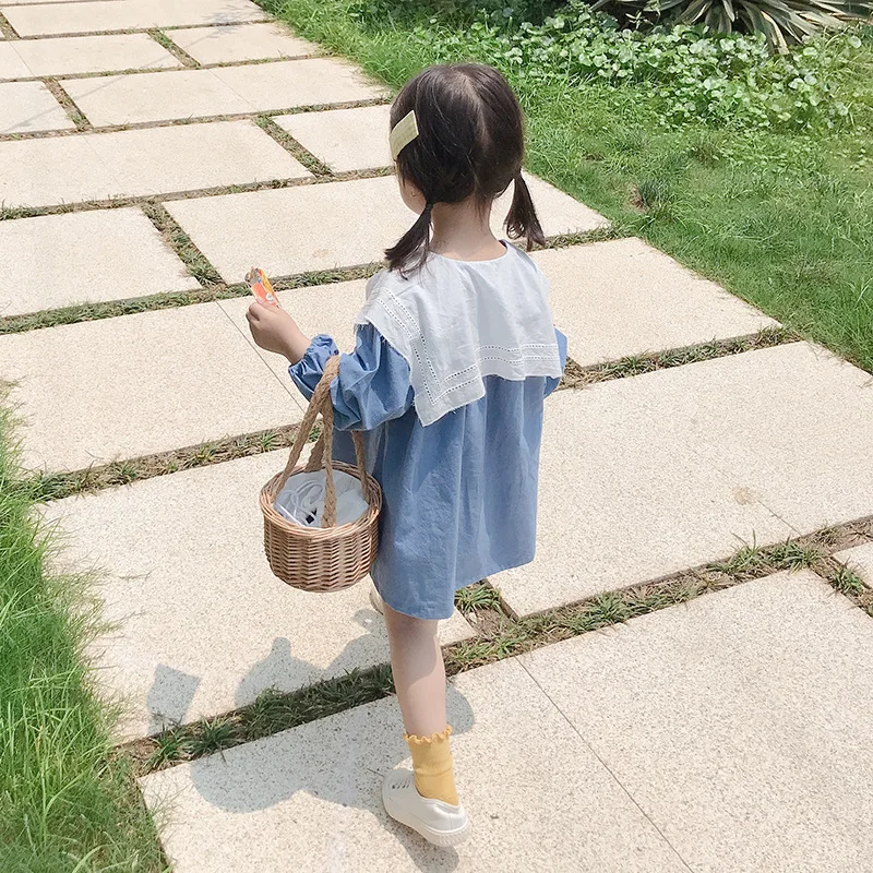 Children's dress Autumn 2019 New Kidsɺutumn Shawl Turn-lapel Doll Dress For Girls Cloths | Детская одежда и обувь