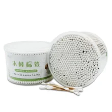 500 штук для чистки макияжа стерилизованные деревянные косметические ватные палочки двухсторонние хлопковые бутон