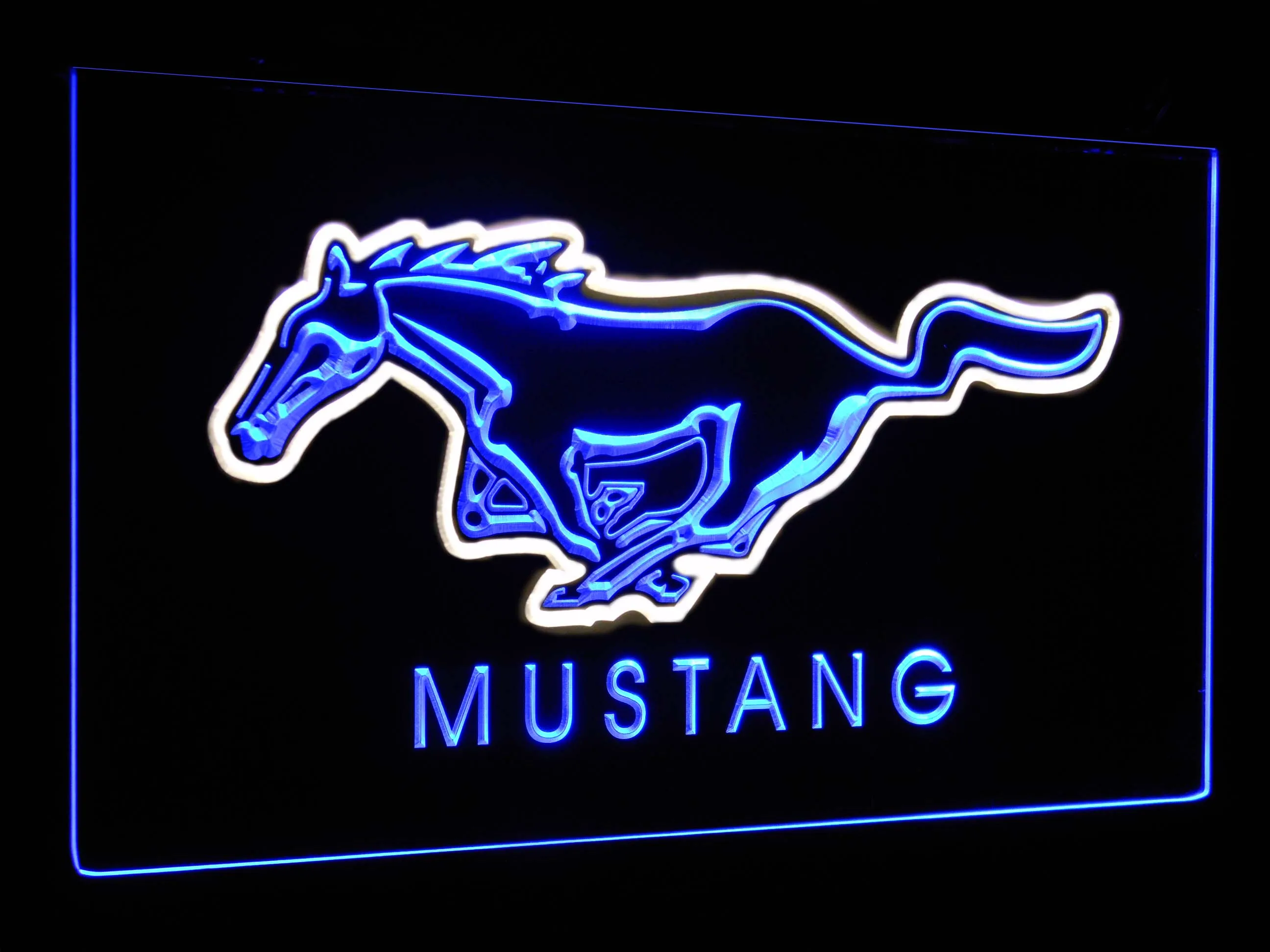 Mustang Ford Horse автомобильный бар украшение подарок двойной цвет светодиодный неоновый светильник вывески st6-d0054 - Цвет: Blue and Yellow