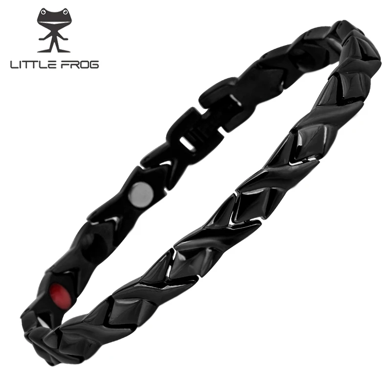 

LITTLE FROG stainless steel Letter shape power energy health bracelet 4 in 1 magnetic germanium healthy bracelet for women