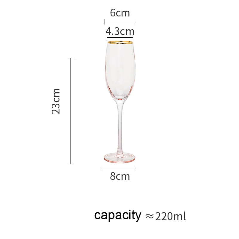 Высокое качество бокал для вина без свинца хрустальный бокал пивной стеклянный позолоченный бокалы под шампанское на свадьбу очки романтический свадебный подарок - Цвет: 220ML