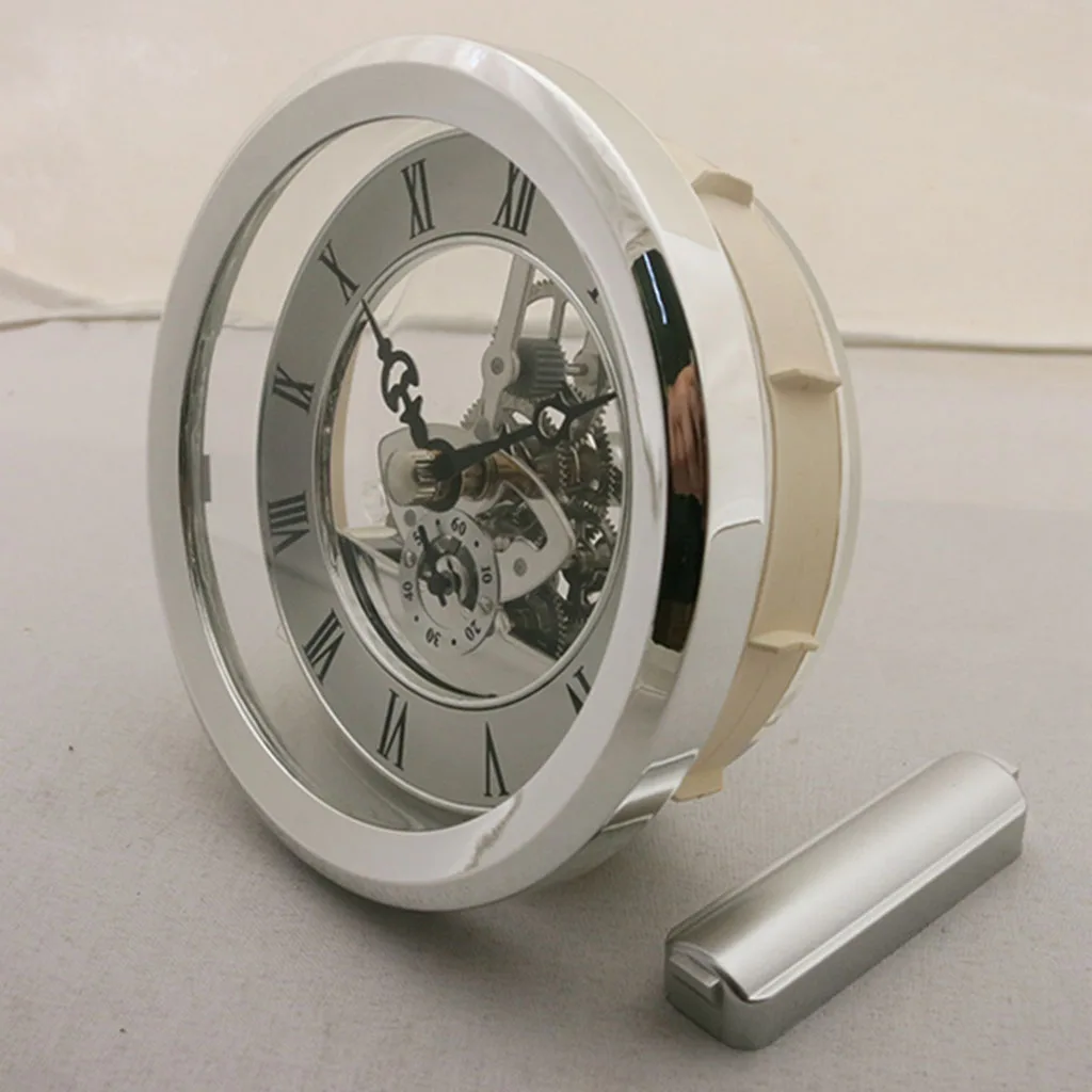 MagiDeal 103mm Dial Roman Numeral Watch Anniversary Quartz Skeleton Clock Insert with Silver Trim