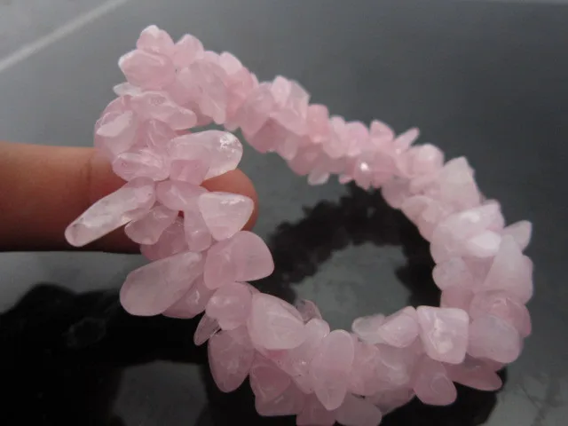 Natural Rose Quartz Pink Crystal Stone Gravel Bracelet Beads Natural Rose Quartz Pink Crystal Stone Gravel Bracelet Beads Diy Jewelry Making