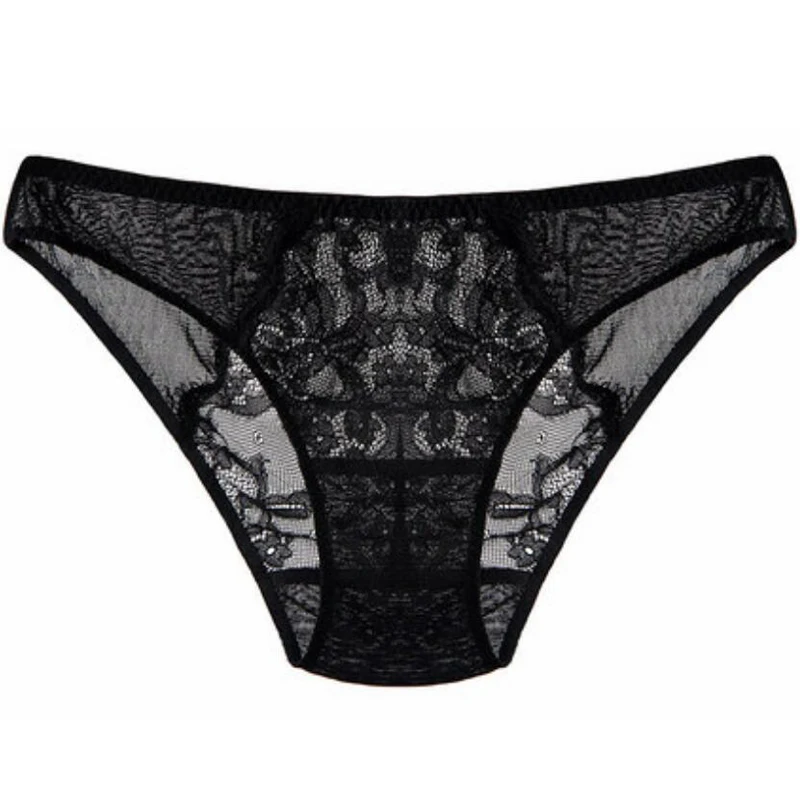 sexy panties black lace 100silk underwear women high quality