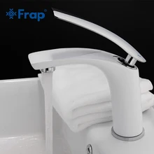 Frap Neue Weiß Becken Wasserhahn Kaltes und Heißes Wasser Bad Massivem Messing Einzigen Handgriff Wasser Waschbecken Wasserhahn Einzigen Loch montiert Y10153