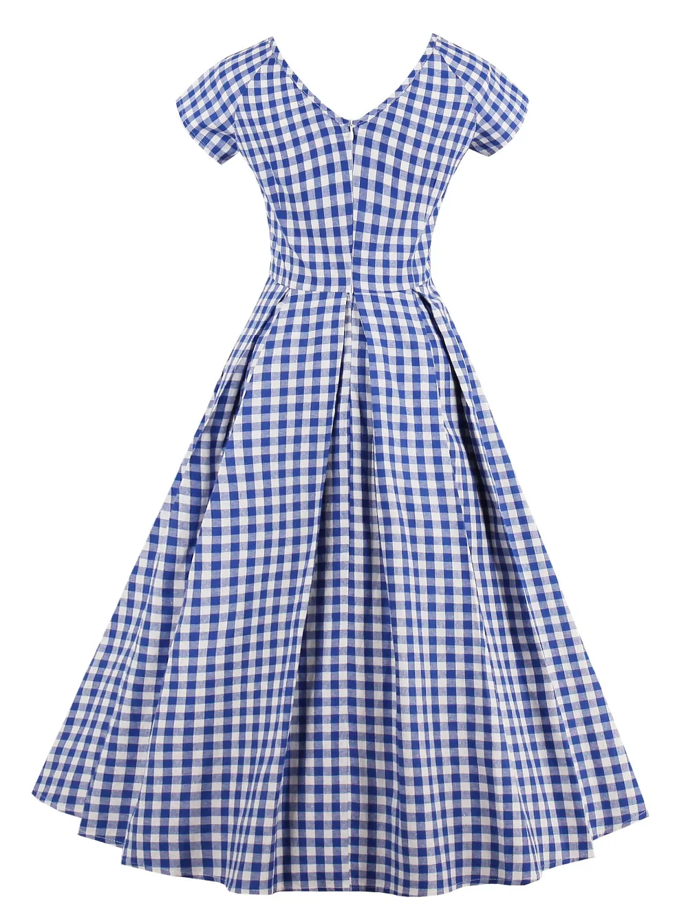 blue and white plaid dress