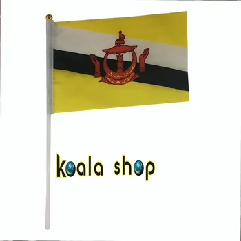 

100 PCS/ lot Promotion Wholesale allSme Brunei Hand Waving National Flag 14*21cm #8 Polyester Flag Free Shipping