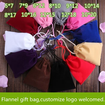

15x20cm Flocking Drawstring Gift Bags 5pcs 5.9" Velvet Customized Welcomed Wedding Chocolate Gift Package Bags Pounch