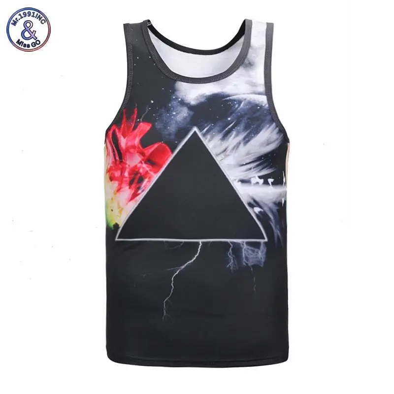 

Mr.1991INC New Fashion Men/women top Tanks 3d Print Triangle Space galaxy vest summer tops tees