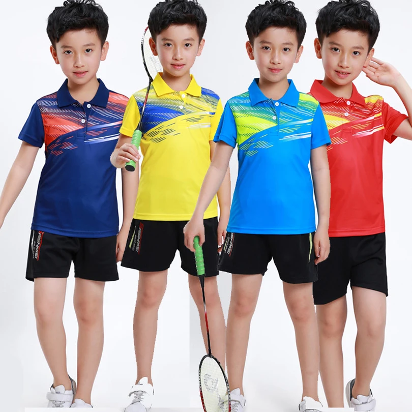 Рубашка для бадминтона; Детские рубашки; футболка для настольного тенниса; дышащая быстросохнущая футболка для тенниса; спортивная одежда для мальчиков; Спортивный костюм; XS-3XL