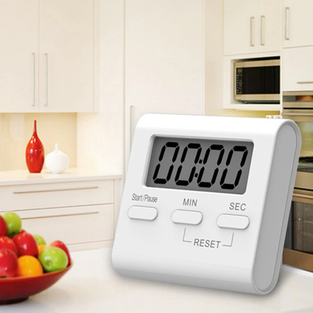 

White LCD Digital Screen Kitchen Cooking Timer Count Down Up Clock Loud Alarm Hour Meter Kitchen Timers