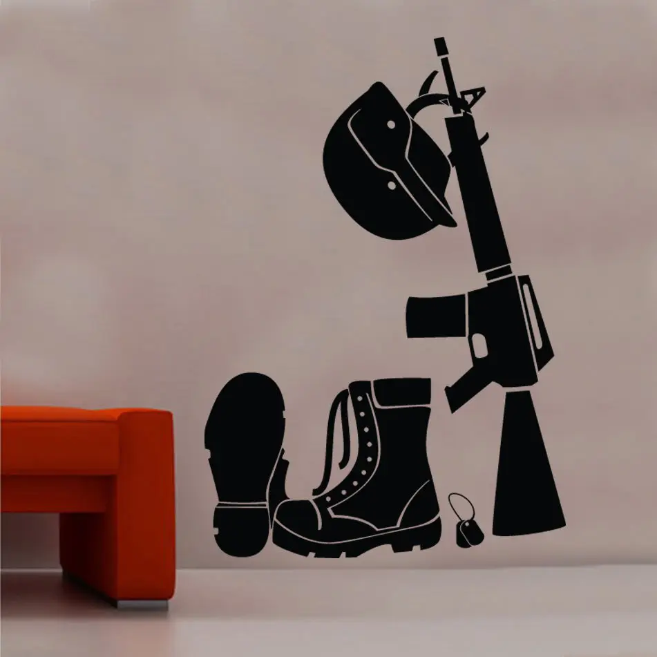 

2018 Rushed Home Decoration Accessories The Soldiers Kit Wall Stickers Army War Decor Boys Vinyl Art Decal Kids Room Home D218