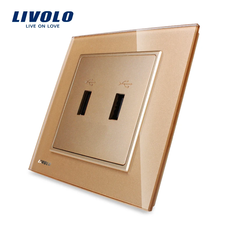 Livolo стандарт Великобритании два комплекта USB розетка/розетка черный кристалл