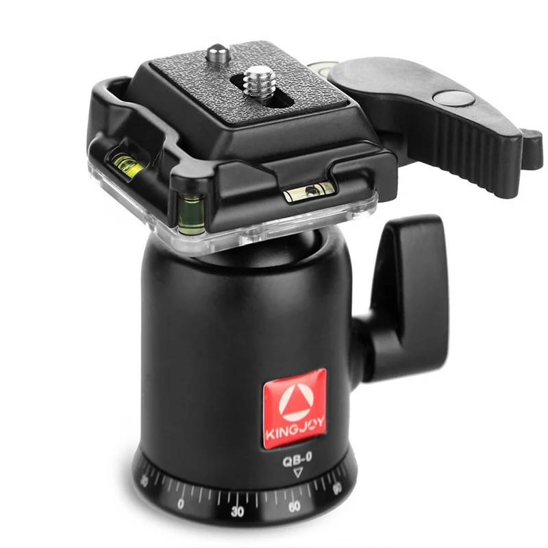 

Portable Mini Camera Video Tripod Ball Head with 1/4" Threaded Quick Release Plate for DSLR Cameras KINGJOY QB-0