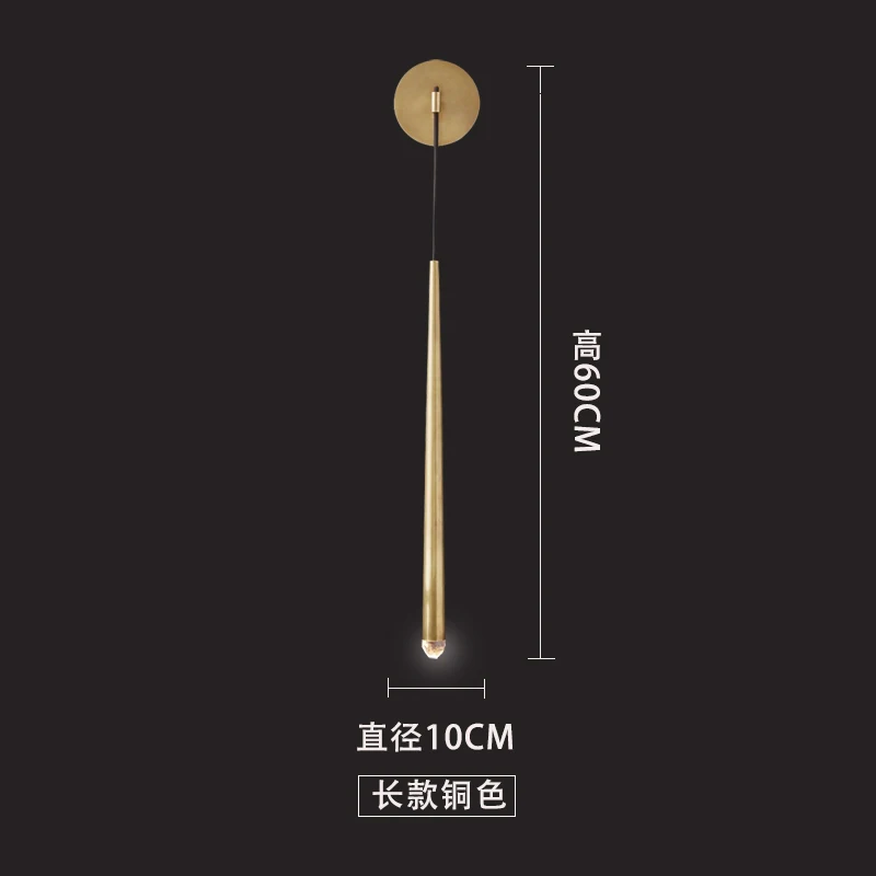 Современный Золотой светодиодный настенный светильник, американский Ретро каплевидный кристалл, зеркальные бра для спальни, светильники, настенные светильники, декоративное освещение для дома - Цвет абажура: copper long