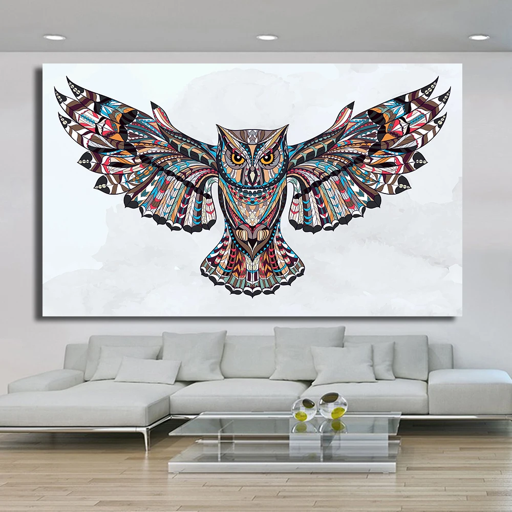 

AAHH Modern Animal Picture Canvas Painting The Wings of Owl Posters Wall Pictures for Living Room Decoration No Frame