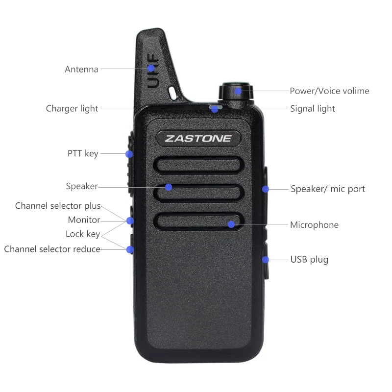 Zastone ZT-X6 Mini Walkie Talkie with Headset 400-470Mhz Frequency UHF Handheld Radios Intercom Two-Way Radio Security Equipment