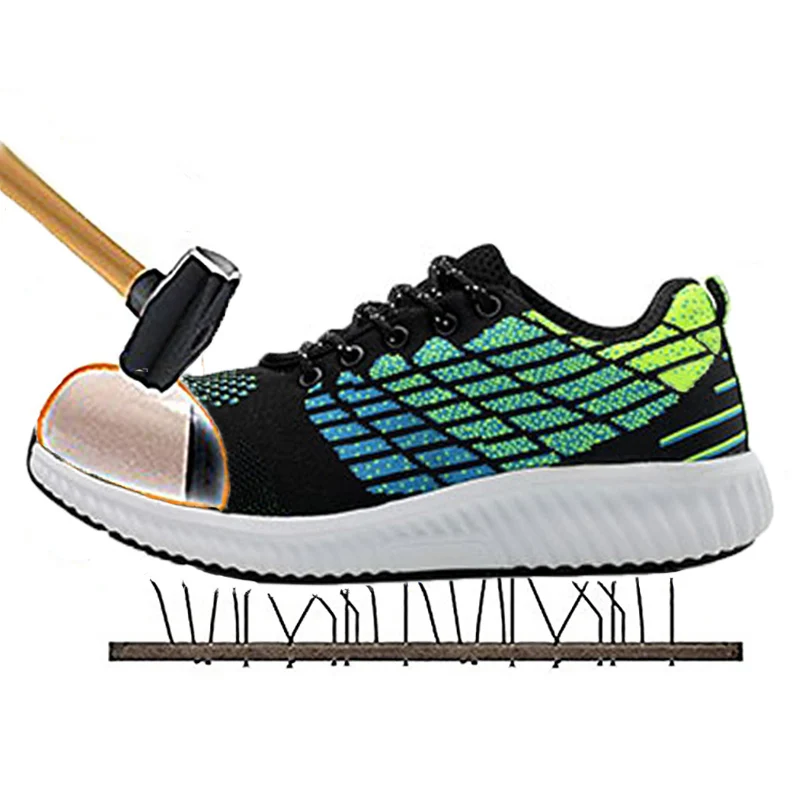 

Lightweight Breathable Men Safety Shoes Steel Toe Work Shoes For Men Anti-smashing Construction Sneaker With Reflective 3#15D50