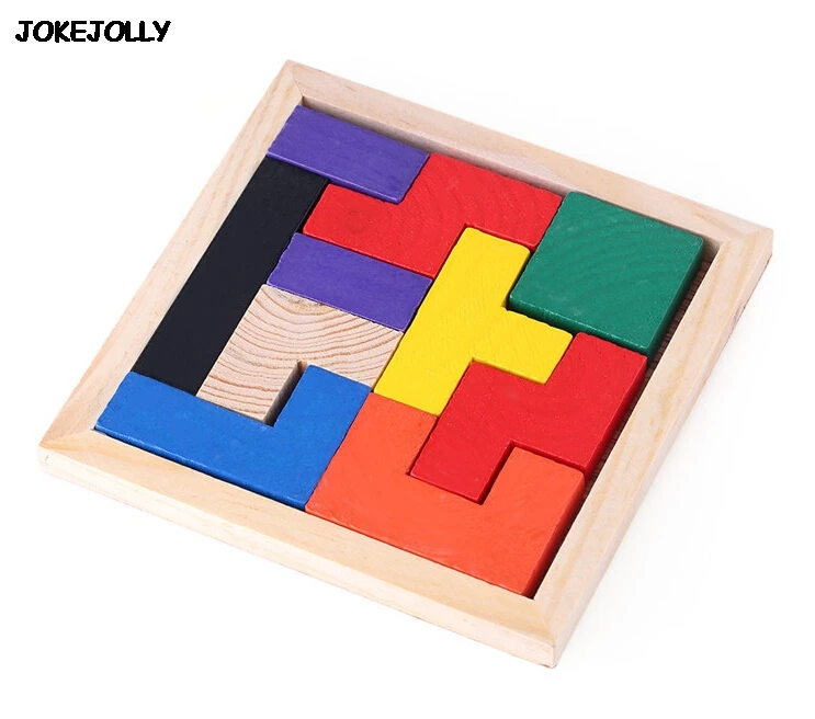 Красочные деревянные Tangram головоломки игрушки тетрис игра дошкольного волшебства интеллектуальная развивающая детская игрушка GYH