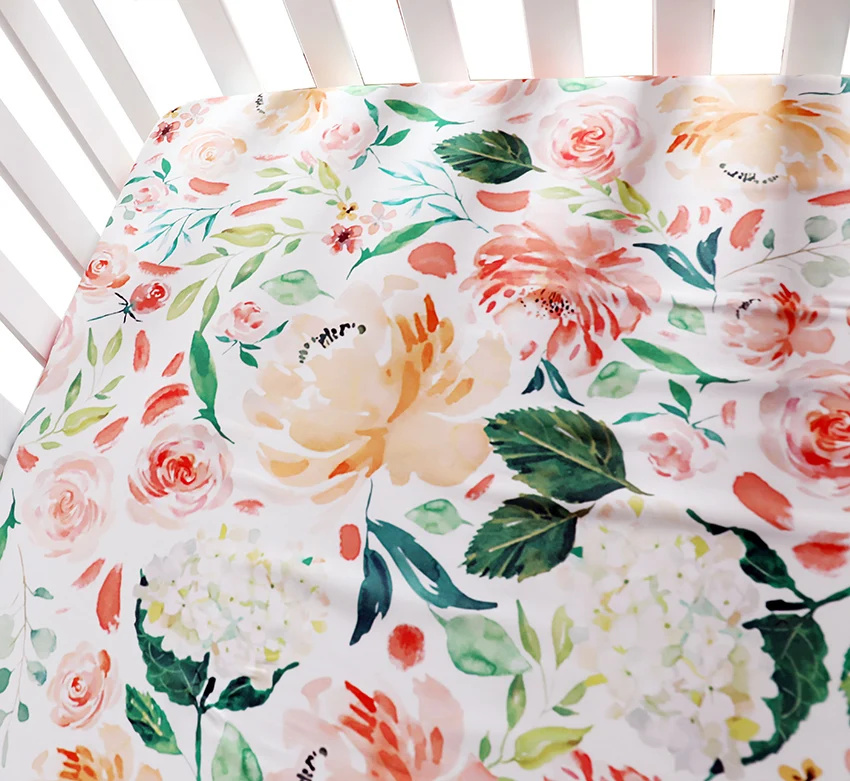 

Baby Floral Fitted Crib Sheet Girl's Bed Newborn Sheet Mattresses Cover fits Standard Crib 28*52*9 inches (Secret Garden)