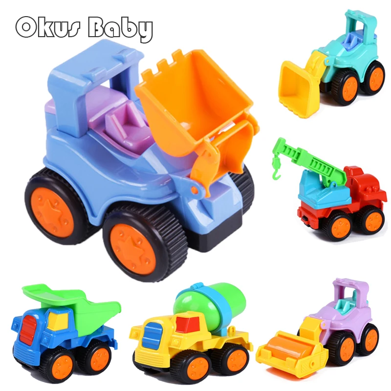 

6PCS Set Toy Car Vehicle Children Pull Back Construction Machinery Trucks Bulldozer Excavator Road roller Concrete Car