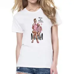 С надписью мама футболка Для женщин с героями мультфильмов милые Графические футболки лето 2019 короткий рукав Повседневное футболки