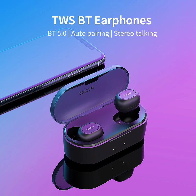 QCY QS2 TWS البسيطة المزدوج V5.0 بلوتوث سماعات صحيح سماعات لاسلكية 3D ستيريو الصوت سماعات الأذن المزدوج ميكروفون مع شحن مربع